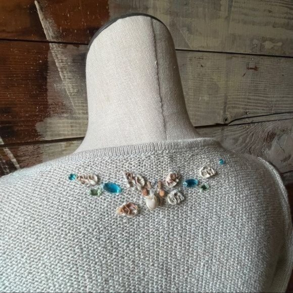 Free People Sea Shell Boho Beaded Knit Cardigan Medium - Picture 7 of 12